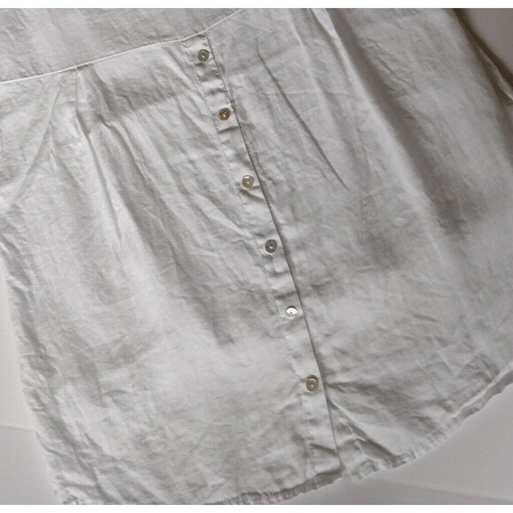 Terzo Millennio 100% Linen Tunic Button Back Top High/Low Italy White M Luxury - Picture 3 of 7
